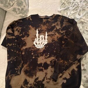 Fruit of the Loom Black and Brown Tie-Dye Men's Sweater